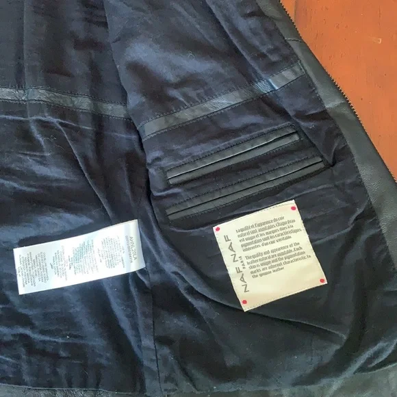 🛵 Genuine vintage leather moto jacket Naf Naf Paris 🇫🇷biker jacket size M - Picture 11 of 14